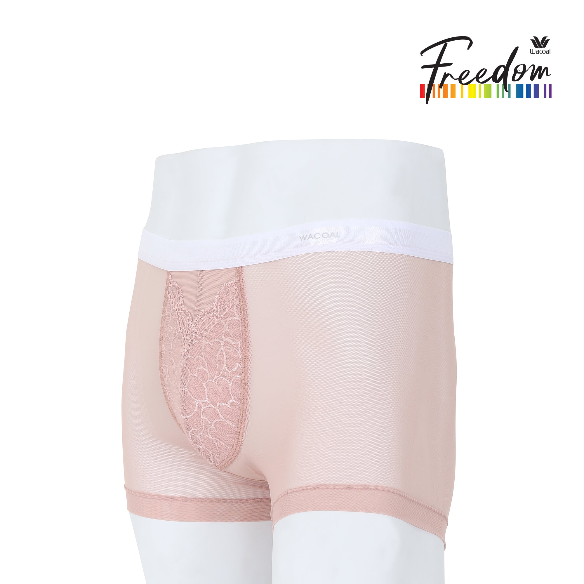 Wacoal Freedom กางเกงใน Boxer เรียบเนียน กระชับ ผ้าทอลายตาข่าย รุ่น WXU401 สีชมพูกุหลาบป่า (WR)