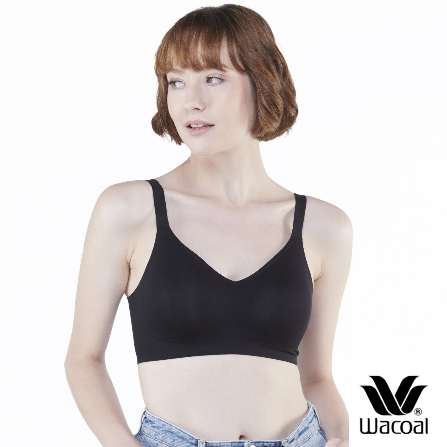 Wacoal ชุดชั้นเนียน บราไร้โครง Smart Size เสริมฟองน้ำ รุ่น WB3Y28 สีดำ (BL)